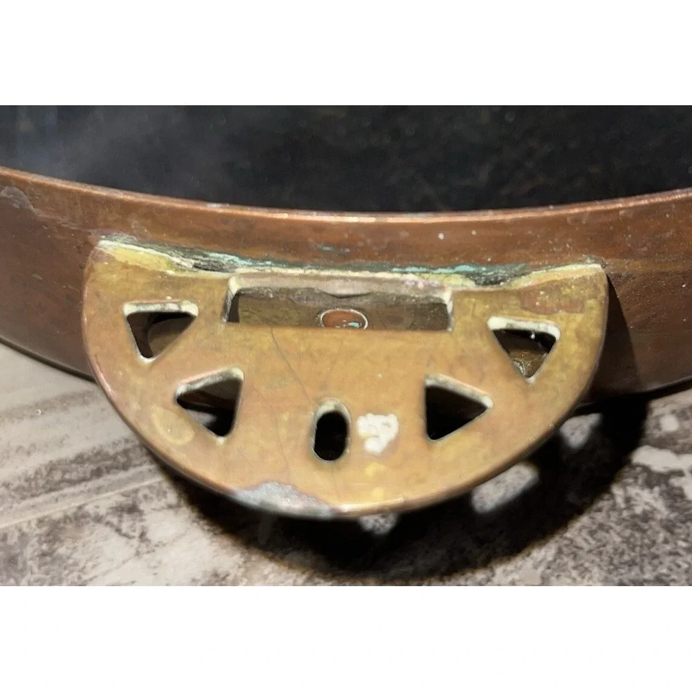 Vtg Copper Fry Skillet Pan Brass Handles 10 Inch Patina Farmhouse Decoration